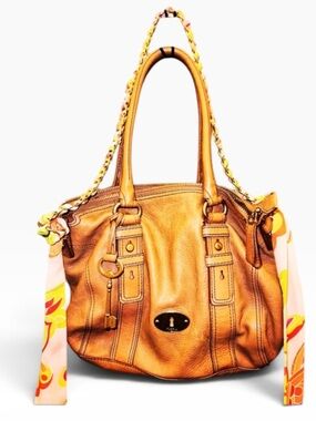 RARE FOSSIL Maddox Satchel High Quality Leather Speedy Bag Y2K Purse Key Fob